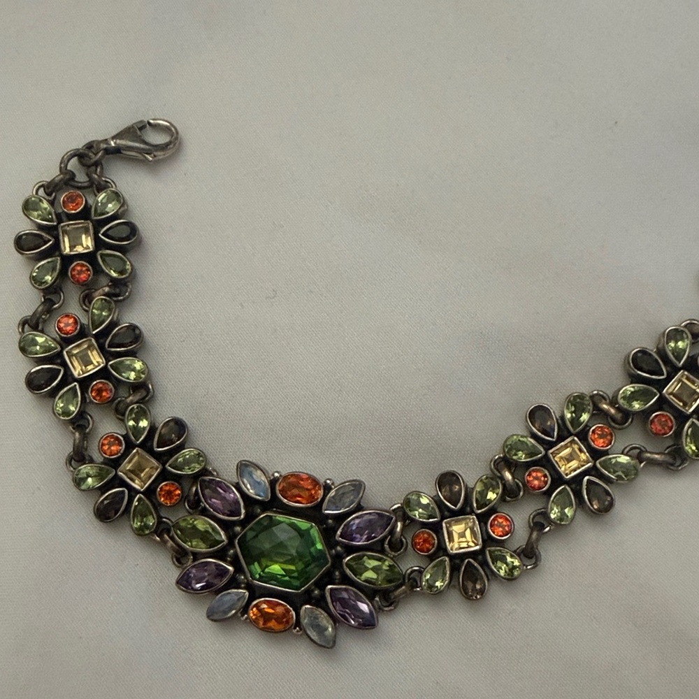 Nicky Butler Green and Purple Gemstone Bracelet